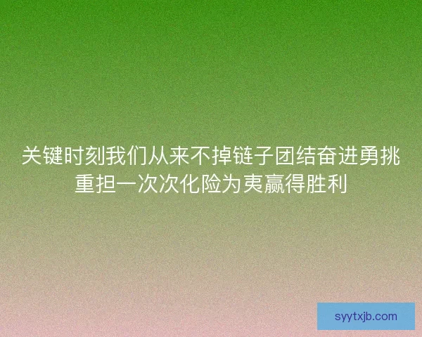 关键时刻我们从来不掉链子团结奋进勇挑重担一次次化险为夷赢得胜利