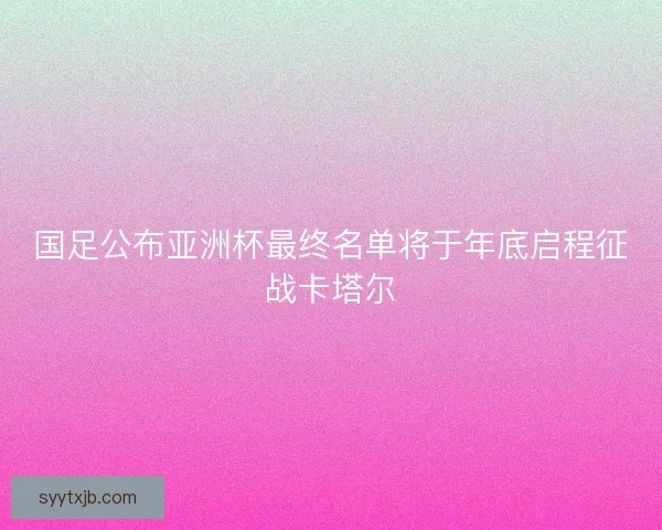 国足公布亚洲杯最终名单将于年底启程征战卡塔尔