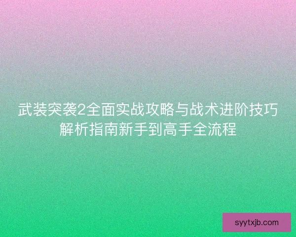 武装突袭2全面实战攻略与战术进阶技巧解析指南新手到高手全流程